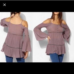 UO Staring at Stars Cold Shoulder Gauze Top